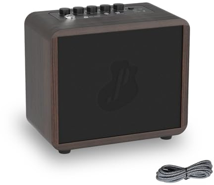 JUSTPRO Mini amplificatore per chitarra da 15 W, amplificatore portatile per chitarra acustica, ricaricabile, senza fili, con 4 regolazioni EFX del volume, supporta OTG Live, AUX, REC, controllo bassi