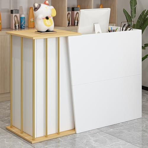 TELCIM Empfangstresen, Rezeptionstheke, Büro-empfangstheke, Kassenschalter Mit Abschließbare Schubladen, Laden-Theke, Verkaufstheke, Empfangstheke Für Klinik, Salon, Lobby(120x40x90cm)