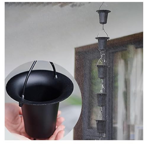Regenkette Regenwassersammler für draußen, Einzigartiger japanischer Becher for Regenrinne und Ersatz-Fallrohr, langlebige Regenfängerkette aus Kupfer, Wasserkette for Aufhängen auf dem Balkon