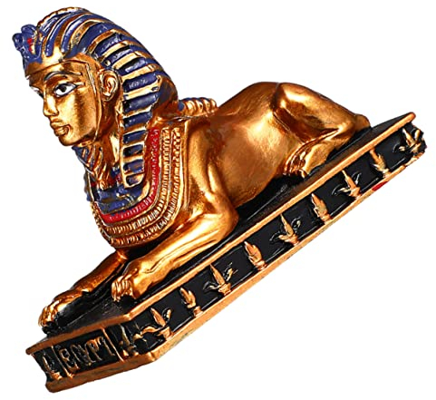 Amosfun Kleine Ägyptische Sphinx Statue Aus Hochwertigem Kunstharz Dekorative Retro Skulptur Für Büro Tischdekoration Vintage Figur Für Wohn Arbeitsräume Langlebig Und Farbecht Als Geschen