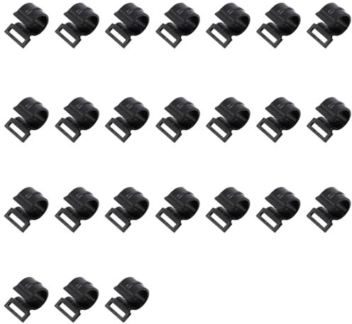 Leliafleury Zeltstangen-Clips, 25 mm, Kunststoff, C-Klemme, schwarz, C-förmige Clips für Outdoor, Camping, Sonnenschutz, Baldachin, Zeltstangen, 30 Stück