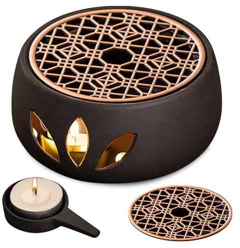 Calentador De Tetera Porcelana, Calientaplatos para Tetera, Calentador De Café, Calentador De Café para Tetera, Calientaplatos para Tetera con Portavelas, para Preservar El Calor De Té, Café Y Leche