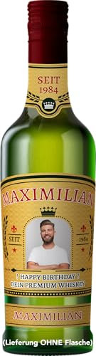 Flaschenetikett personalisiert mit Foto & Text | Aufkleber-Set | Whiskey Etikett personalisiert | passend für Jameson Irish Whiskey Flasche