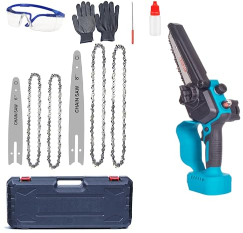 Akku Kettensäge Mini kompatibel mit Makita 18V (Ohne akku), 8 Zoll 6 Zoll Elektro Astsäge, klein Kettensägen mit Kette Sicherheitsschloss Automatischer Öler akkusäge Handkettensäge Gartenscheren