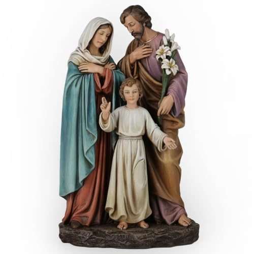 BC Catholic Holy Family Statue, Youth Jesus, St.Joseph, Virgin Mary, Indoor Inspirational Home Décor, Christmas Collection, Religious Gift, 12 H Renaissance Sculpture Handpainted by Buildclassic