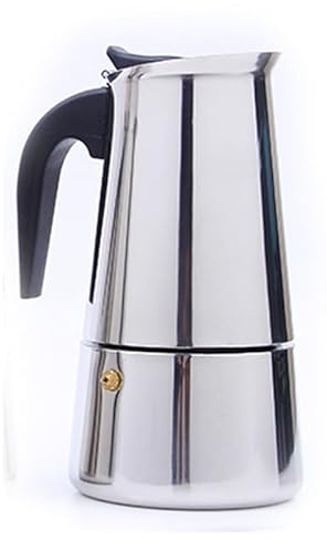 Constprog Stainless Steel Espresso Coffee Maker Stove Top Percolator 2/4/6/9 Cups Moka Pot ， Makes Real Italian Coffee, Moka Pot 2/4/6/9 Cups ， Stainless Steel (B-9Cups/450ML)