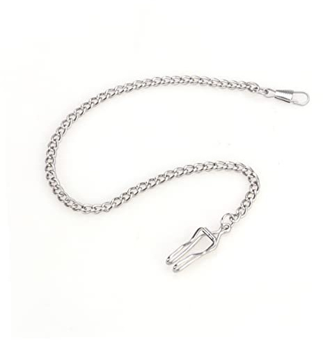 SOIMISS Versilberte mit Robustem Karabiner Taschenuhrkette aus Metall | Silberne Ausführung, Glänzende Oberfläche und Solides Gewicht, für Taschenuhr Nutzer und Alltag