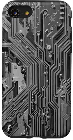 Carte mère rétro schéma avec circuits électroniques Coque pour iPhone SE (2020) / 7 / 8