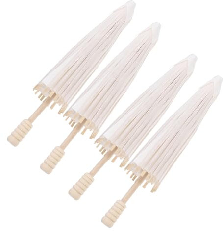 LIFKOME 4stücke Diy Weiße Papierschirme Für Junge Mädchen Durchmesser Für Hochzeiten Feiern Und Bastelprojekte Zufälliger Griffstil Dekorative Papierschirme