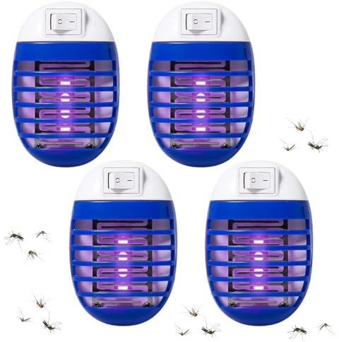Mückenlampe, Insektenvernichter Elektrischer, UV Insektenfalle Fliegenfalle, Elektrisch Insekten Mückenfalle, Fliegenfalle für Zuhause, Küche, Schlafzimmer, Esszimmer (4 Stück)