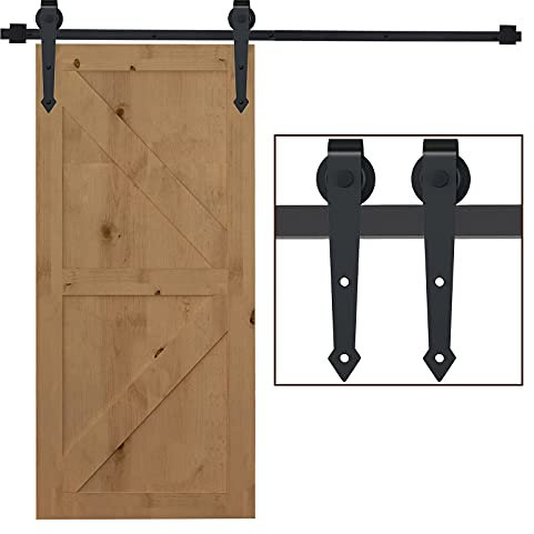 HOMCOM Schiebetüren-Beschlagsatz 200 cm Komplett-Set mit Schienen, Rollen, Anti-Sprung-Vorrichtungen, Türstopper, Schiebetürsystem aus Kohlenstoffstahl Schwarz