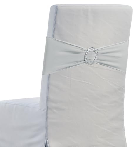 sourcing map 10 lazos para silla, 350 x 130 mm, banda elástica de poliéster con hebilla deslizante para banquetes, fiestas, bodas, eventos (gris claro)