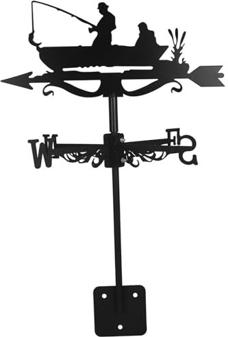 YXKJHH Girouette de pêcheur en métal pour décoration de Jardin et de Cour, indicateur de Direction du Vent à Montage sur Toit, Outil de Mesure extérieur rétro pour décoration de Piquet de