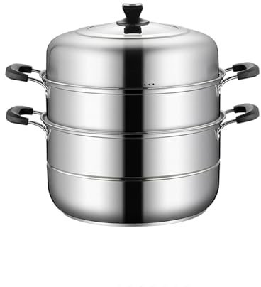 304 Stainless Steel Steamer/Stock Pot, Large Capacity 3-Layer 36cm/38cm/40cm for Gas Stove/Induction Cooker