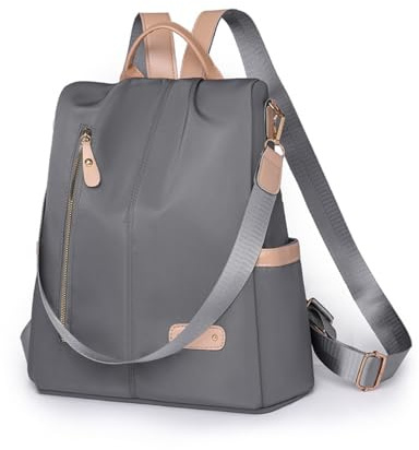 SONARIN Léger Mode Sac à Dos Femme,Grande Capacité Antivol Sac à Dos Loisir pour Dames Sacs d'École Cartable Filles,Sacs à Bandoulière Convertible pour Voyage Travail Collège(Gris)