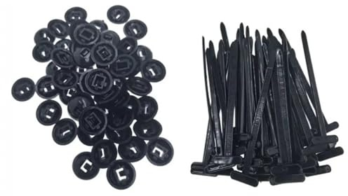 Paquete de 100 Sujetacables, Hebillas Universales de Nailon para Bridas, Clips Autoblocantes con Pasador y Botón, Hebillas con Cremallera Soportes de Plástico Resistentes para Bridas