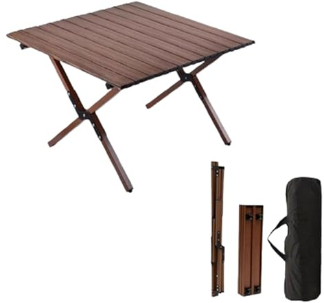 Mesa de Campamento Plegable al Aire Libre,Picnics De Huevo De Grano De Madera De Aleación De Aluminio,con Bolsa de fácil Transporte,Capacidad de carga: 150 kg,para Playa,Campamento,Picnic,Viaje