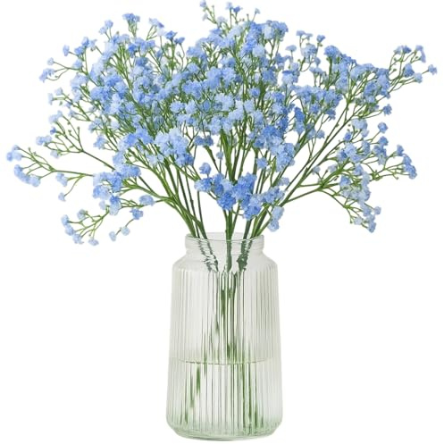 QhgPnt 12 Pcs Gypsophila Artificial Flowers, Babys Breath, Blue Flowers Artificial, Blue Artificial Flowers for Wedding Venue Decoration, DIY Home Decor, Party Bouquet Arrangements