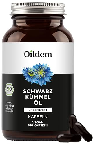 Oildem Bio Schwarzkümmelöl Kapseln vegan (ungefiltert)