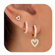 KINHOPI Ohrringe Gold, Herz Ohrringe Gold Creolen, 14K Vergoldet, 3 Paar