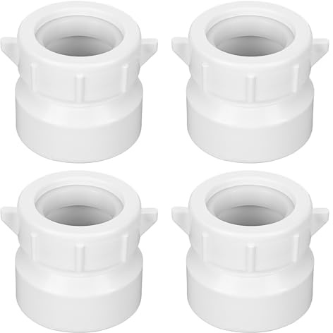 Joyfolk 4 Pack 1-1/2 Hub x 1-1/4 Slip PVC Trap Adapter Dwv Drain Pipe Slip Coupling P-trap Connector White PVC Drain Fitting for Bathroom Kitchen Sink