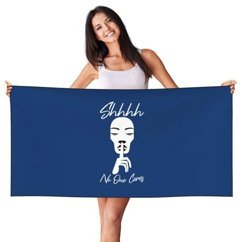 Ekkolikeit Quick Dry Beach Towel Shhhh No One Cares for Swimming Pool Sports Camping Gym Yoga 27.5 x 55 Inch Vacation Women Men