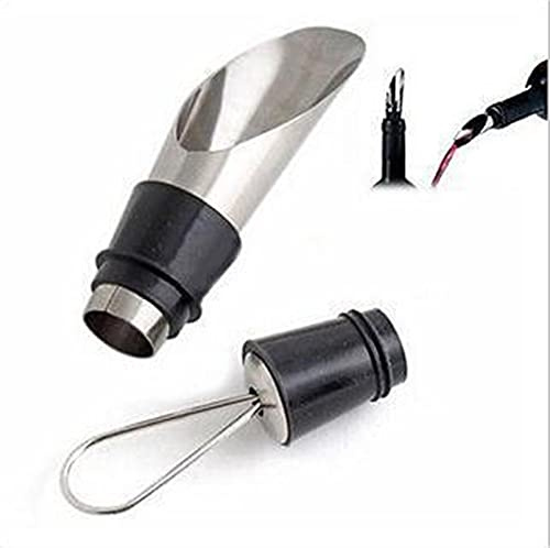 Tapones para vino, 1 unidad, elegante, de acero inoxidable, vertedor de vino, embudo, vertedor, tapón de vertido, herramientas de barra de enchufe, decantador