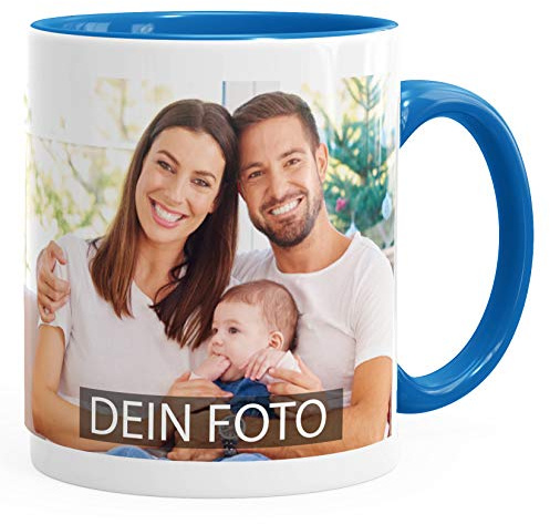 MoonWorks® Fototasse, Tasse mit Foto und Text selbst gestalten, personalisierte Geschenke, Fotogeschenke Blau unisize