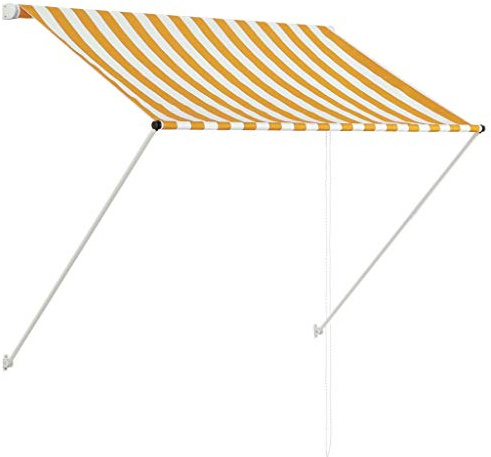 Festnight Einziehbare Markise 150 x 150 cm | Handbetrieben Balkonmarkise Sonnenmarkise Sonnenschutz UV-resistent, Markise für Balkon Terrasse Garten Bistro, Orange und Weiss Leinwand