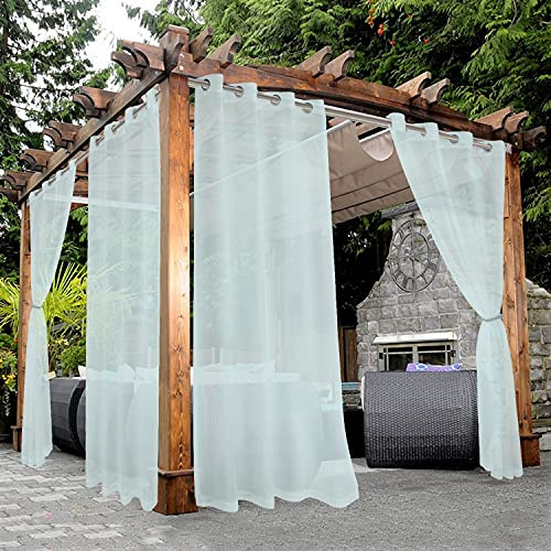 Bonzer Tende trasparenti da esterno per patio, impermeabili, 2 pannelli, con occhielli, per interni, in voile, per soggiorno, camera da letto, veranda, pergola, cabana, 137 x 213 cm, schiuma marina