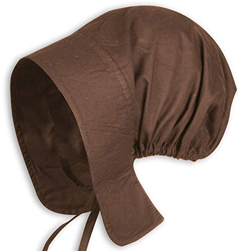 MYTHOLON Greta Magdhaube, Mittelalter Haube, Kopfbedeckung Damen Canvas Baumwolle, Verkleidung Kostüm LARP (Braun)