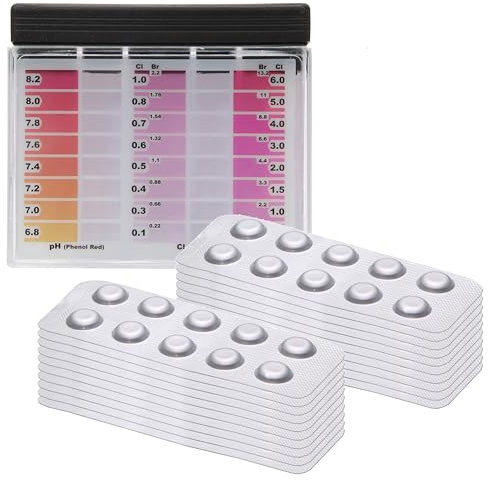 POWERHAUS24 Premium Rapid Tester mit 200 Testtabletten, 100x freies Chlor/Brom und 100x pH, detaillierte Farbskala, bis zu 16 Farbabstufungen, Reagenzien Made in Germany