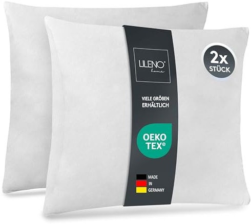 LILENO HOME Set di 2 cuscini da 50 x 60 cm, lavabili a 40 °C, adatti per chi soffre di allergie, in poliestere, come cuscino da divano, cuscino da cocktail e cuscino