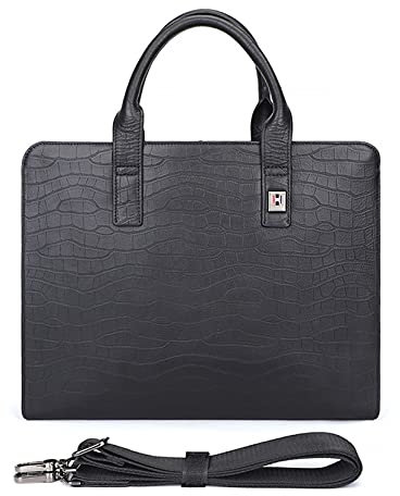 Herren Laptoptasche Arbeitstasche Handtasche, Rindsleder Krokodil Muster Tote Handtasche 13.3inch Laptop Aktentasche Satchel Bag Business Messenger Schulter Crossbody Bag Laptop Businesstasche Schulte