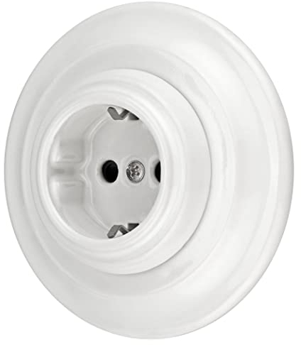 Presa da incasso in porcellana, stile retrò, All-in-One, serie PR1, bianco