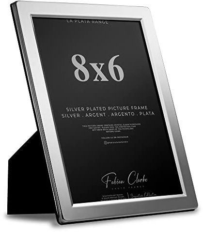 Silver Plated Photo Frame Picture Frame Plain Satin Finish and Tarnish Protected for Wedding Picture or Family Photos (8x6)
