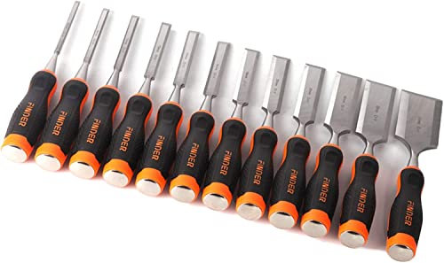 OITTo Kit d'outils de ciseau à Bois Professionnel de 12 pièces, Outils de ciseau à Graver en Acier au Chrome Vanadium de 6 à 51 mm pour charpentiers, tourneurs sur Bois Gravure à Faire soi-même