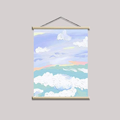 Posterleiste Holz Poster Aufhänger, Leinwand Wandkunst Poster Und Holz Scroll Hang Wand Dekor Für Wohnzimmer Schlafzimmer Home Office Dekorationen (Color : B, Size : 60X80CM)