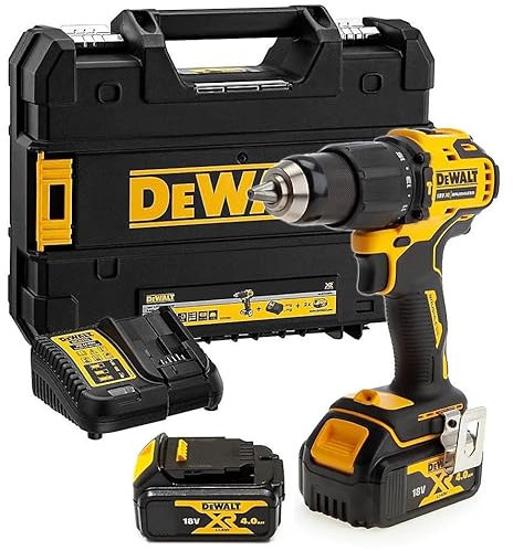 DEWALT Combi Drill 18V XR Brushless Compact 2 x 4.0Ah, Yellow/Black (DCD709M2T)