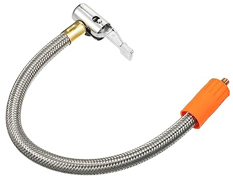 QUARKZMAN Reifenfüll Schlauch Adapter M6 1pc Edelstahl 30cm | Edelstahl, Silberton, M6x1, 30cm, Ohne Ventil, Für Standard-Feingewinde, Für Auto, LKW, Motorrad, Fahrrad, Max 300 Psi