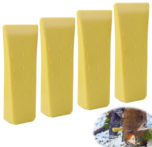 SWAWIS 4 Pezzi Cunei di Abbattimento, 15.2*6.6*2.5cm Cuneo per il Taglio dei Tronchi, Cuneo d'Abbattimento Giallo, Cuneo Spaccalegna per l'Abbattimento Controllato Degli Alberi