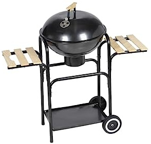 GOLINPEILO Charcoal Barbecue with a Wooden Handle and 2 Working Tables, BBQKogel2taf (Style F) -AA
