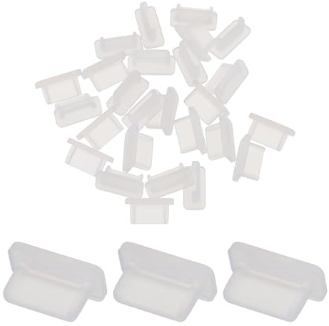 sourcing map 25pcs USB Type C Port Plugs Covers Caps Silicone Anti Dust Protector for USB Female End, Clear