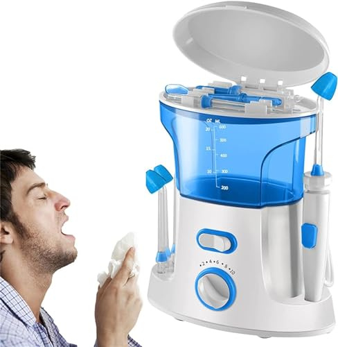 Nettoyeur nasal électrique Machine de nettoyage des sinus, système d'irrigation nasale pulsée, système de rinçage des sinus avec 10 modes de pression, machine de nettoyage du nez, pot Neti électrique