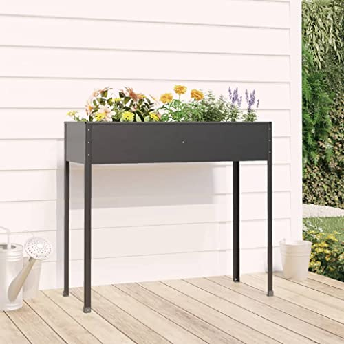 Gabionen Hochbeet,Blumenkasten BalkonpflanzküBel Anthrazit 100,5x40,5x90 cm Verzinkter Stahlgeeignet FüR Garten, Eingang, Schlafzimmer, Wohnzimmer, Korridor, BüRo