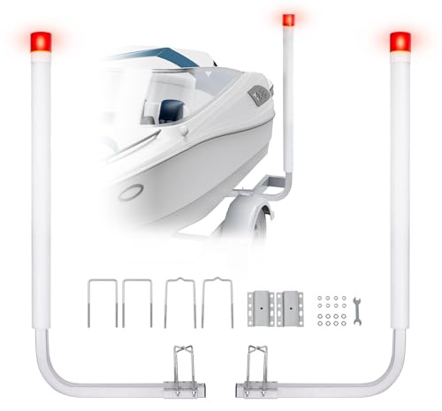 VEVOR Guides de Remorques de Bateaux 160 cm Largeur Réglable de 30 cm Guide de Mise à l’Eau Galvanisée en Acier avec Tube PVC et LED pour Jet-Ski Bateau de Pêche Voilier Dériveur Bateau Gonflable