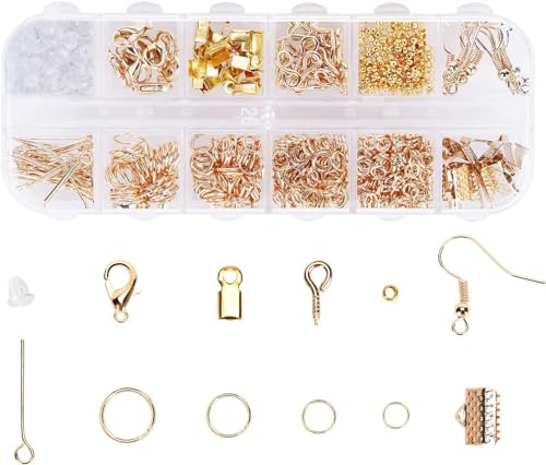 MOLENCO 800 Stück Schmuckherstellung Set, Schmuck Basteln Zubehör Anfänger | Schmuck Reparatur Supplies mit Karabinerverschluss, Biegeringe, Quetschperlen für Armbändern Ohrringe Schmuck Selber Machen