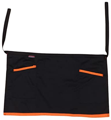 Garneck Schürze Kurz Mit Taschen Taillenschürze Für Kellner Kurze Servierschürze Aus Arbeitsschürze in Halber Unifarben Farbigem Rand