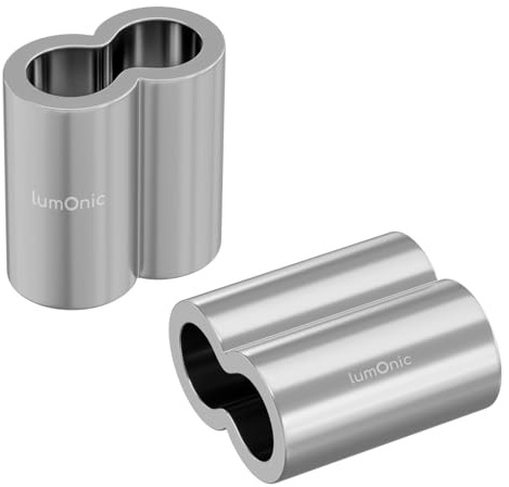 Lumonic 100x Pressklemme für Ø3mm Drahtseil | Aluminium | Doppelhülse | Seilklemme, Würgeklemme für Drahtseil, Seil | Drahtseilklemme für Rankhilfe, Wäscheleine, Lampen, Sichtschutz, Sonnensegel, Zaun