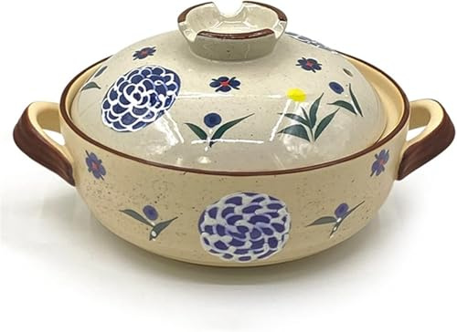 Marmite En Terre Cuite De Style Japonais Donabe, Cocotte En Céramique Avec Couvercle, Marmite À Ragoût For Cuisinière, Marmite À Soupe Chaude, Poêle Bibimbap For Cuisine Domicile(2.5L)